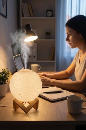 3D Ay Tasarımlı Su Yenilemeli USB Hava Nemlendiricisi – Dokunmatik, 3 Renk Işık Modlu (Gün I