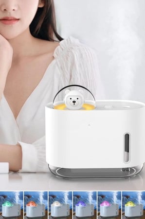 Uzay Ayısı 300 ML USB Hava Nemlendirici,LED Işıklı Masaüstü Buhar Makinesi, Bebek Odası