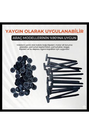 Plastik Kablo Bağı Klipsi 30 Adet Set Vidalı Yerine Geçen Universal Oto Klips Bağlantı Elemanı 9 cm