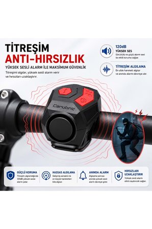 120 dB USB Şarjlı Elektrikli Bisiklet Kornası ve Anti Hırsızlık Alarm Zili Scooter Uyumlu