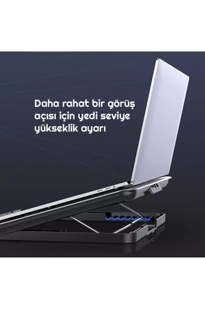 Icecoorel Alimünyum Hız Ayarlı Notebook Soğutucu Ergonomik Stand 12-17inç Uyumlu