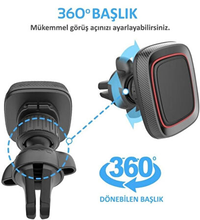 Mıknatıslı Araç İçi Havalandırma Telefon Tutucu Sıkı Geçme ve Sabitlemeli