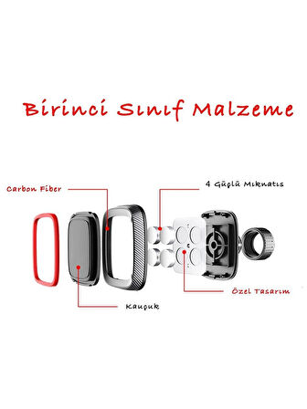 Mıknatıslı Araç İçi Havalandırma Telefon Tutucu Sıkı Geçme ve Sabitlemeli