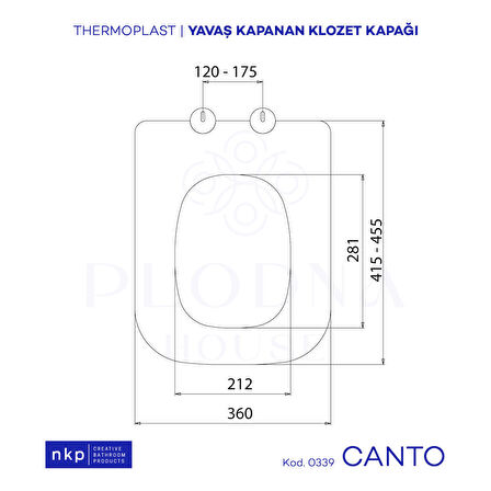 Plodna House Canto Kare Yavaş Kapanan Klozet Kapağı