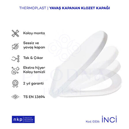 Plodna House İnci D-Form Yavaş Kapanan Klozet Kapağı