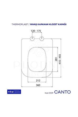 Canto Kare Form Yavaş Kapanan Klozet Kapağı