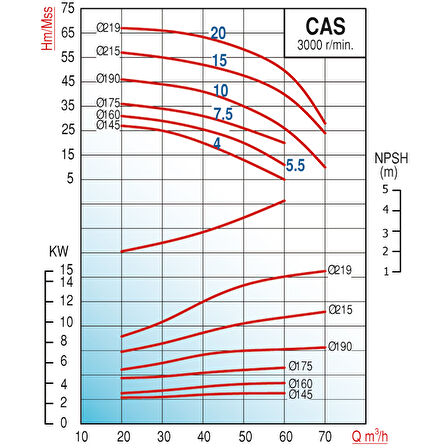 Varan CAS 5.5 Monoblok Uçtan Emişli Santrifüj Pompa 5.5 HP / 4 kW, Trifaze 380 V, 31 Mss, 60 m3/h