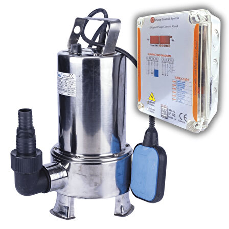 Varan QDS 750DW-SS Paslanmaz KORUMA PANOLU Pis Su Dalgıç Pompa 1 HP/ 0.75 kW, Monofaze 220 V, 10 Mss
