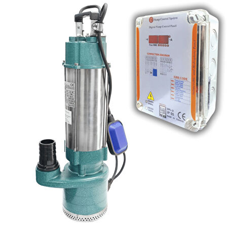 Varan QDX 6-28/2-1.1A KORUMA PANOLU Temiz Su Yüksek İrtifa Dalgıç Pompa 1.5 HP / 1.1 kW, Monofaze 220 V
