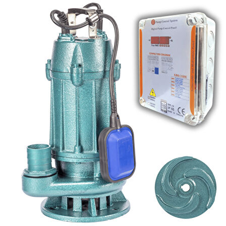 Varan WQD 5-15-0.75F Açık Çarklı KORUMA PANOLU Foseptik Dalgıç Pompa 1 HP/ 0.75 kW, Monofaze 220 V