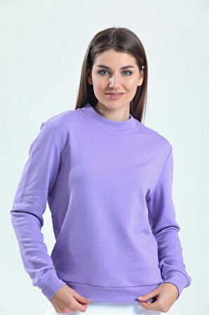 Lila Dik Yaka Sweatshirt