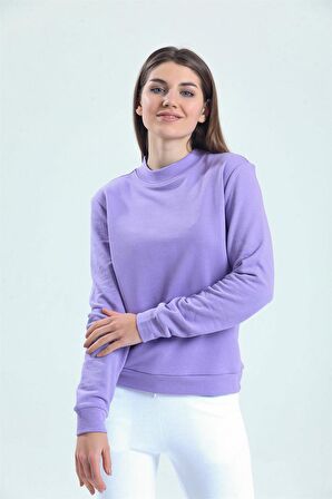 Lila Dik Yaka Sweatshirt