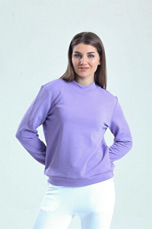 Lila Dik Yaka Sweatshirt