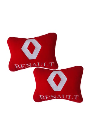 Renault Beyaz Nakışlı Kırmızı Polar Ortopedik Seyahat Boyun Yastık / 2'Li