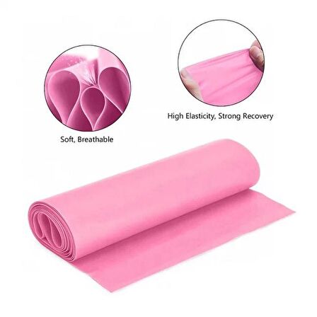 Leyaton Pilates Bandı Jimnastik Plates Lastiği 120x15 Cm Egzersiz Aerobik Bant 1 Adet Pembe