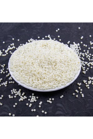 Krem 3 mm Plastik İnci Boncuk Takı Aksesuar Malzemesi (25 Gr)