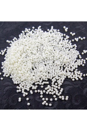 Ekose Desen Krem 3 mm Plastik İnci Boncuk Takı Aksesuar Malzemesi (25 Gr)