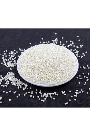 Ekose Desen Krem 3 mm Plastik İnci Boncuk Takı Aksesuar Malzemesi (25 Gr)