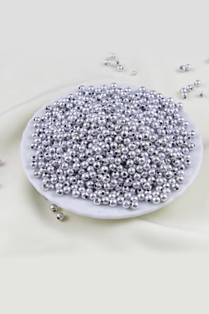 5 mm Gümüş Plastik İnci Boncuk Aksesuar Malzemesi (25 Gr)