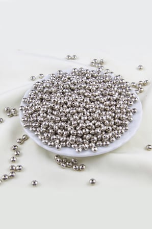 6 mm Basık Gümüş Kaplama CCB Yatsı Plastik İnci Boncuk Aksesuar Malzemesi (25 Gr)