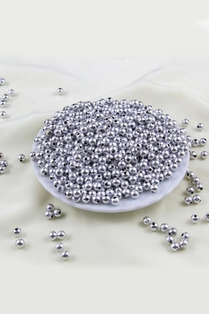 Gümüş İnci 6 mm Plastik İnci Boncuk Aksesuar Malzemesi (25 Gr)