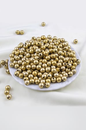 8 mm Mat Gold Kaplama 2 Renk CCB Plastik İnci Boncuk Aksesuar Malzemesi (25 Gr)