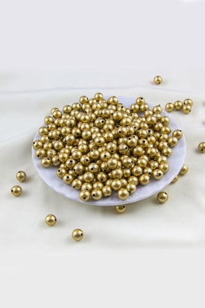 8 mm Mat Gold Kaplama CCB Plastik İnci Boncuk Aksesuar Malzemesi (25 Gr)