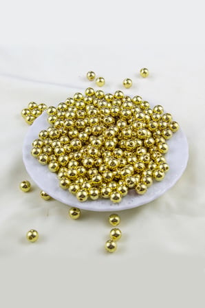 8 mm Gold Parlak Kaplama CCB Plastik İnci Boncuk Aksesuar Malzemesi (25 Gr)