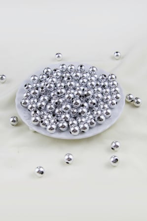 8 mm Gümüş2 Plastik İnci Boncuk Aksesuar Malzemesi (25 Gr)