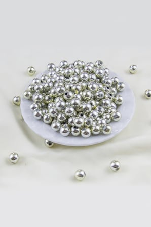 10 mm Sarımsı Gümüş Plastik İnci Boncuk Aksesuar Takı Malzemesi (25 Gr)