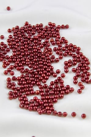 4 mm Orta Renk Bordo Plastik İnci Boncuk Aksesuar Takı Malzemesi (25 Gr)
