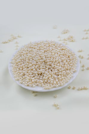 4 mm Krem Tonu Plastik İnci Boncuk Aksesuar Takı Malzemesi (25 Gr)