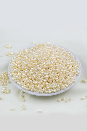 4 mm Çift Renk Krem Tonu Plastik İnci Boncuk Aksesuar Takı Malzemesi (25 Gr)