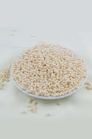4 mm Krem Koyu Ton Plastik İnci Boncuk Aksesuar Takı Malzemesi (25 Gr)
