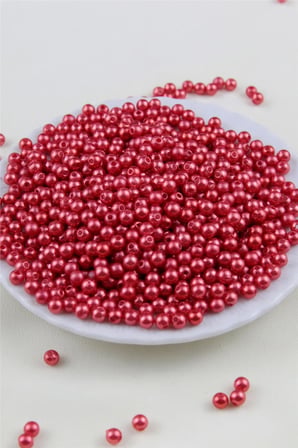 5 mm Açık Pastel Kırmızı İnci Boncuk 30 Gr (Kolye, Bileklik, Küpe ve Takı Yapımı)