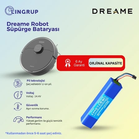 Dreame F9 Robot Süpürge Uyumlu Batarya 5200 mAh -