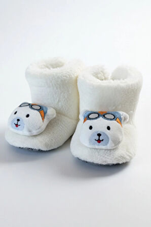 Kışlık Patik, Ayıcık Peluş Bot, Polar Ayı Desenli Rahat ve Kaymaz Tabanlı, Bebek ve Çocuk