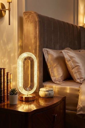 Plentiful Oval Şeklinde Kristal LED Masa Lambası – Dokunmatik, 3 Renk Işık Modlu, Şarjlı Dekoratif Gec
