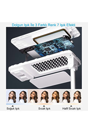 Plentiful Canlı Yayın Braketi Çok Fonksiyonlu Led Işıklı 360 Derece Kumandalı Selfie Telefon Standı