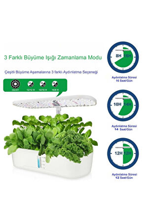 Hidroponik Topraksız 12 Bölme Bitki Yetiştirme Kiti 3 Mod 139 LED Tam Spekturum Bahçe Kit