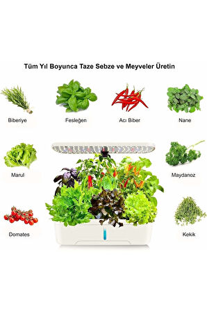 Hidroponik Topraksız 12 Bölme Bitki Yetiştirme Kiti 3 Mod 139 LED Tam Spekturum Bahçe Kit