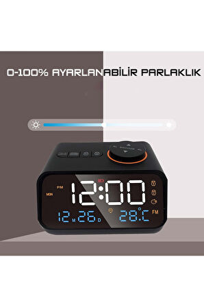 Plentiful Dekoratif LED Dijital Saat FM Radyo 2 Alarm Sıcaklık ve Nem Göstergeli Şarjlı Pilli Saat
