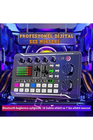 Stüdyo Ses Mikseri Şarjlı F998 Bluetooth DJ Canlı Yayın Kondenser Mikrofon Bağlantısı