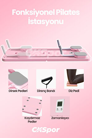 Pilates Tahtası Seti Reformer Etkili Çok Amaçlı Direnç Lastikli Diz Minderli Ev Tipi Pilates Aleti