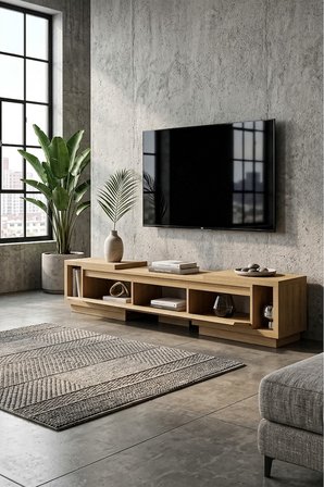 Vista Ayarlanabilir TV Ünitesi 160-270 cm - Uzayabilen TV Sehpası Meşe