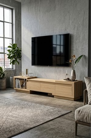 Vista Ayarlanabilir TV Ünitesi 160-270 cm - Uzayabilen TV Sehpası Meşe
