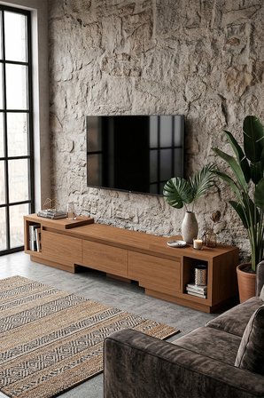 Vista Ayarlanabilir TV Ünitesi 160-270 cm - Uzayabilen TV Sehpası Ceviz