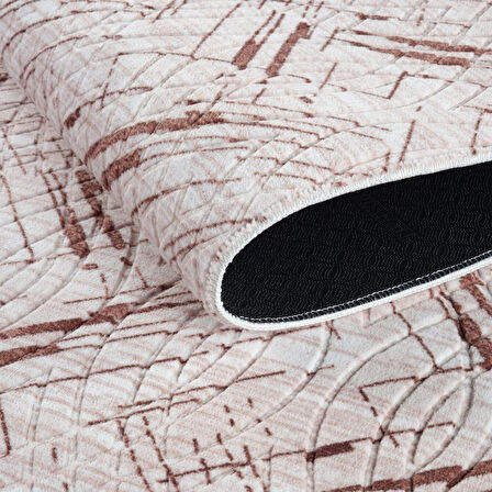 Aries Home Plus Leke Tutmaz Silinebilir Makinede Yıkakabilir Yumuşak Kaymaz Jel Taban Modern Halı