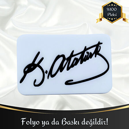 Kemal Atatürk İmzası Universal Vidalı Pleksi Panjur Arması - Beyaz Oto Arma Araba Arma Oto Logo Araba Logo