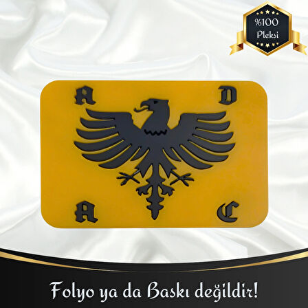 Adac Kartal Figürü Universal Vidalı Pleksi Panjur Arması - Sarı Oto Arma Araba Arma Oto Logo Araba Logo